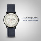 GearLine Dual Strap Navy Blue & Gray Men Watch