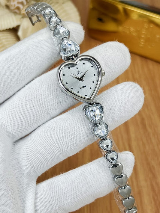 Women’s Titn Heart Shape Diamond Watch (Random Color Combo)