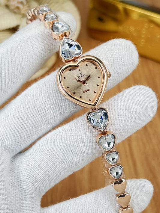 Women’s Titn Heart Shape Diamond Watch (Random Color Combo)